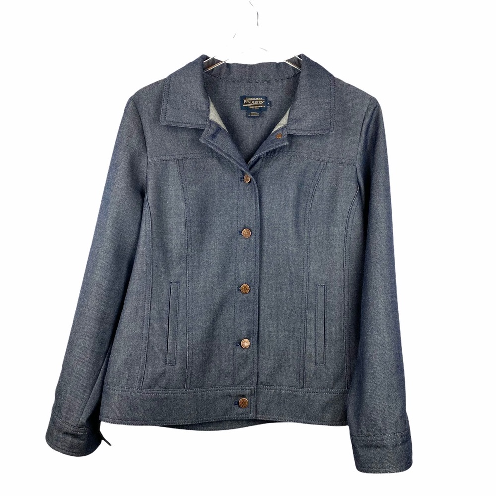 Pendleton Blue Gray 100% Virgin Wool Button-Down Spread Collar Jacket Size L